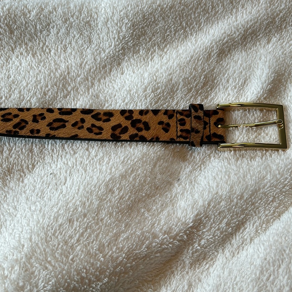 Express Women’s Top Genuine Leather Leopard Print Gold Buckle S